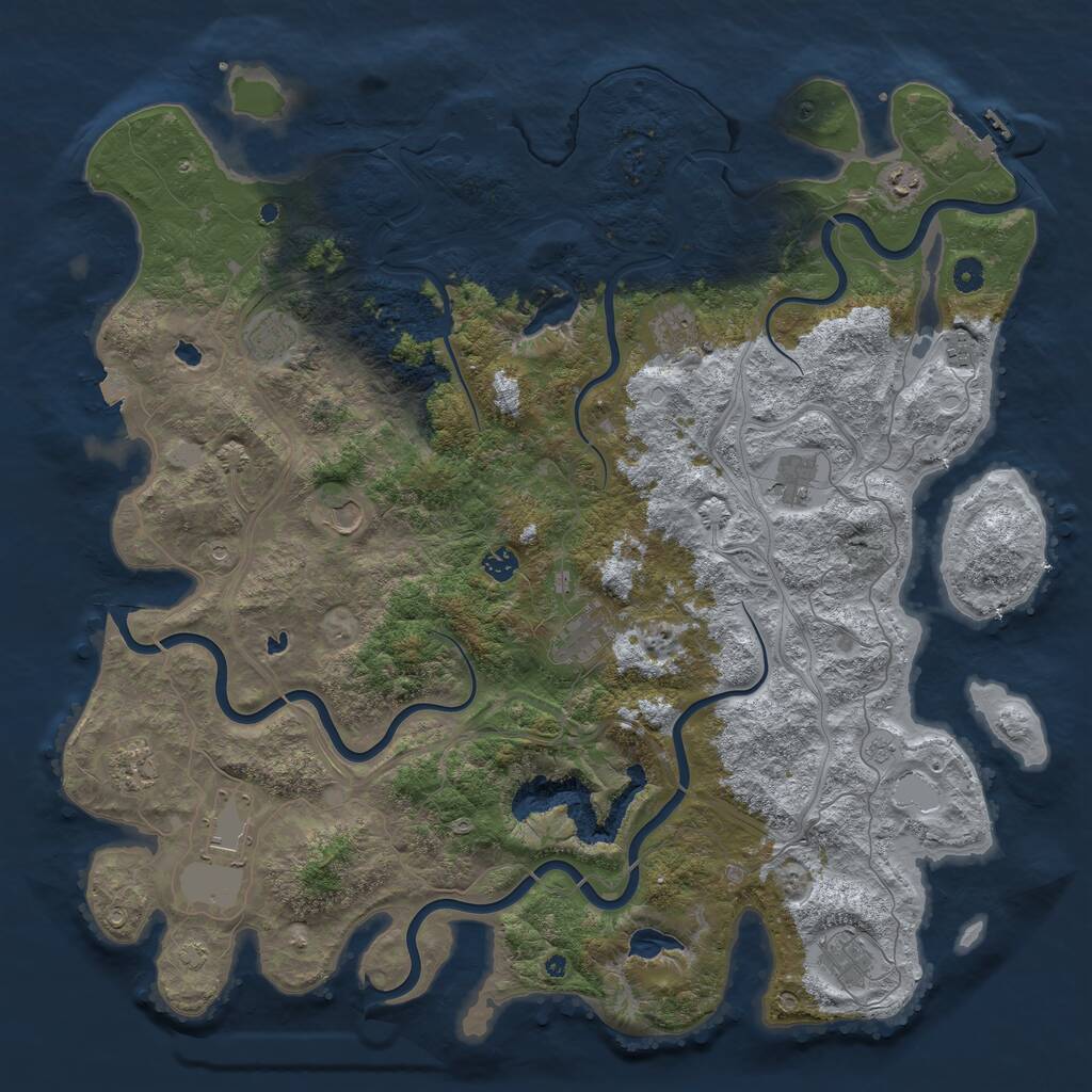 Rust Map: Procedural Map, Size: 4900, Seed: 238479, 17 Monuments