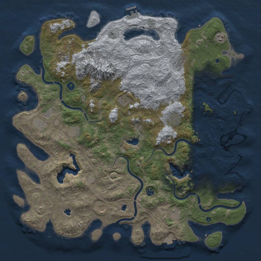 Rust Map: Procedural Map, Size: 5000, Seed: 58774, 17 Monuments
