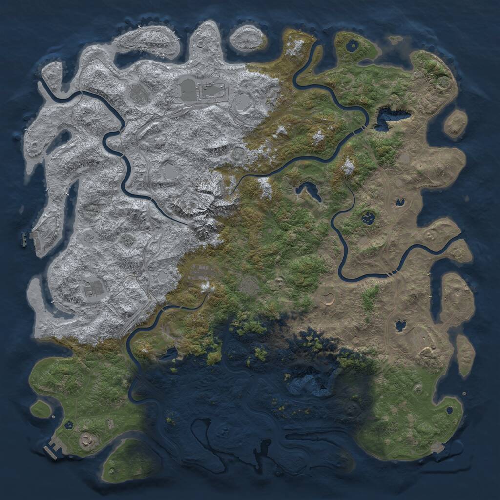 Rust Map: Procedural Map, Size: 6000, Seed: 653141839, 17 Monuments
