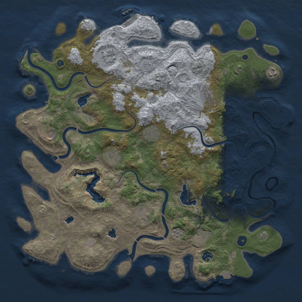 Rust Map: Procedural Map, Size: 4500, Seed: 58774, 16 Monuments