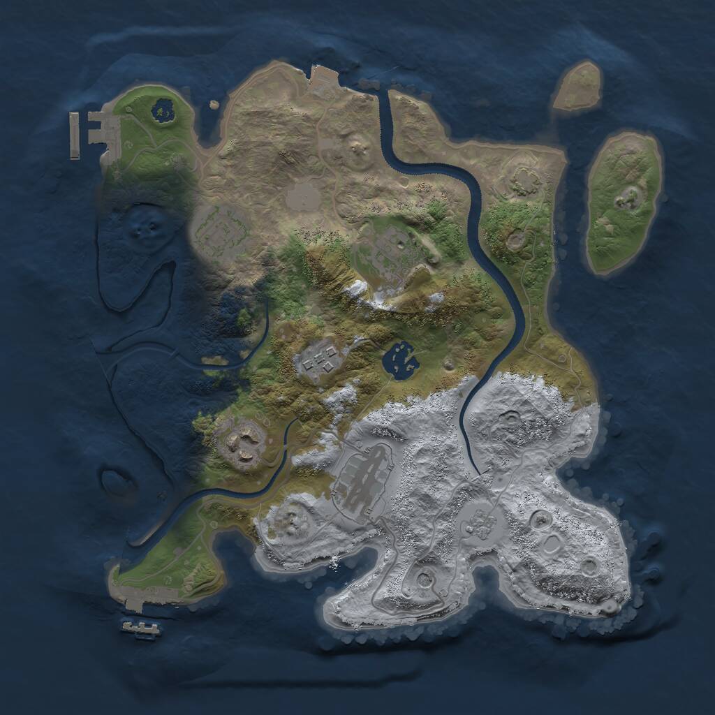 Rust Map: Procedural Map, Size: 3000, Seed: 7015863, 12 Monuments