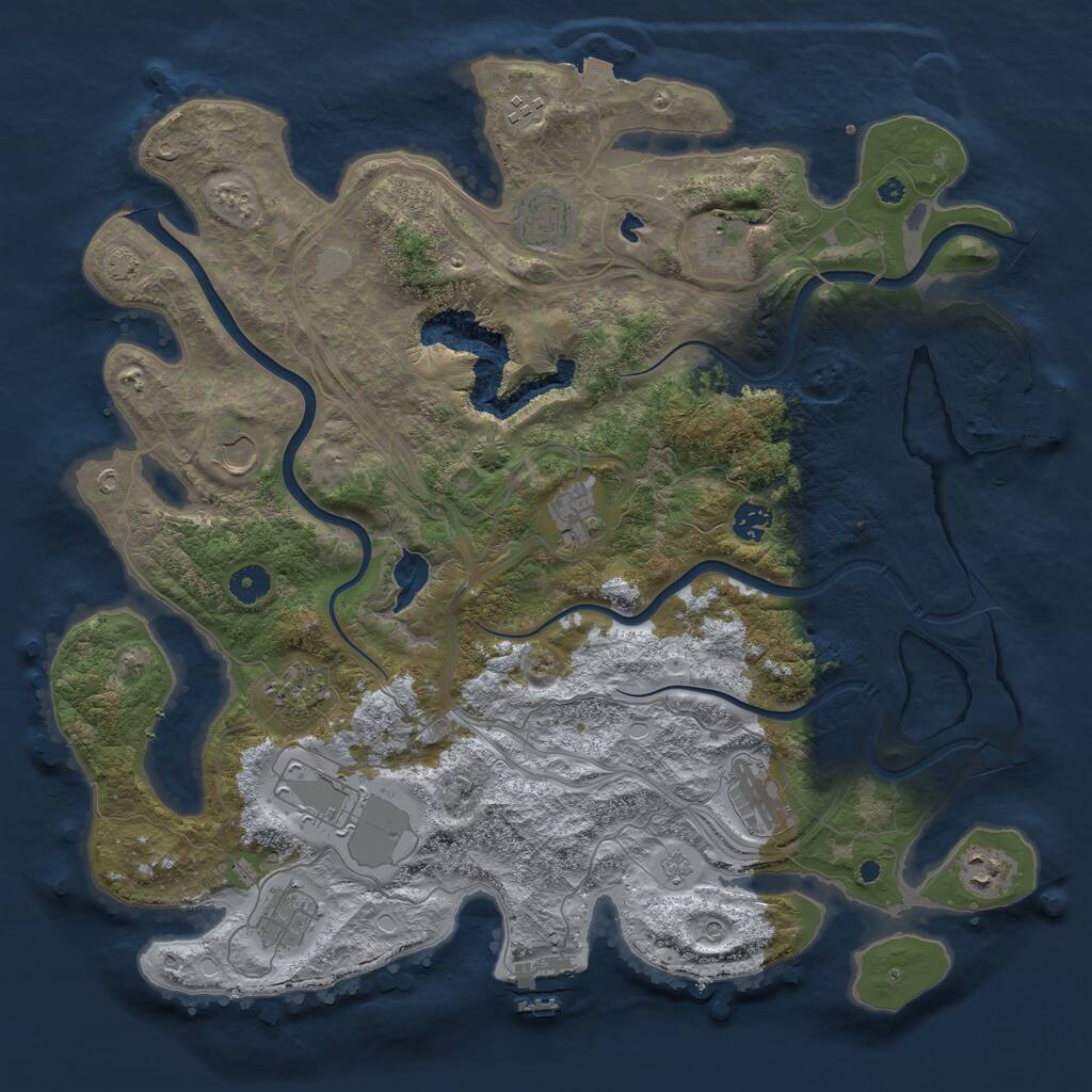Rust Map: Procedural Map, Size: 4250, Seed: 1303647403, 17 Monuments
