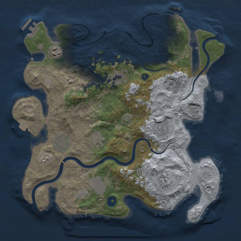 Rust Map: Procedural Map, Size: 3500, Seed: 752231764, 14 Monuments