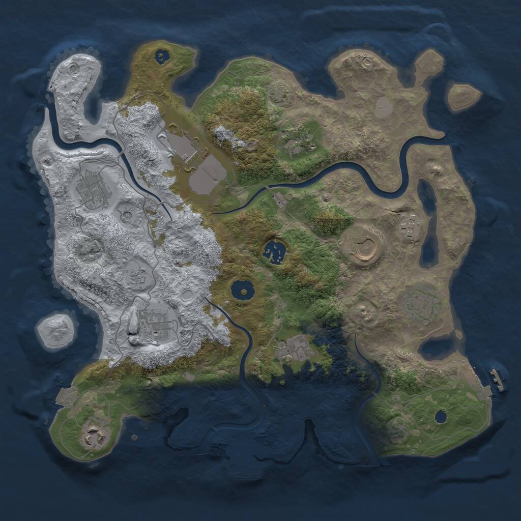 Rust Map: Procedural Map, Size: 3500, Seed: 1734647515, 16 Monuments
