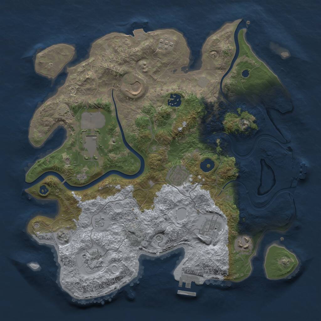 Rust Map: Procedural Map, Size: 3500, Seed: 94508524, 14 Monuments