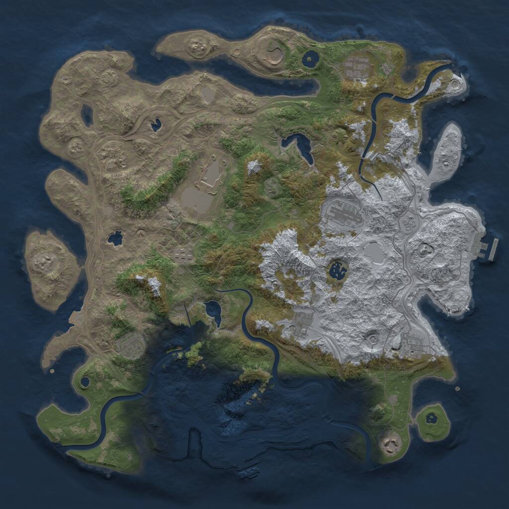 Rust Map: Procedural Map, Size: 4500, Seed: 2043754752, 17 Monuments