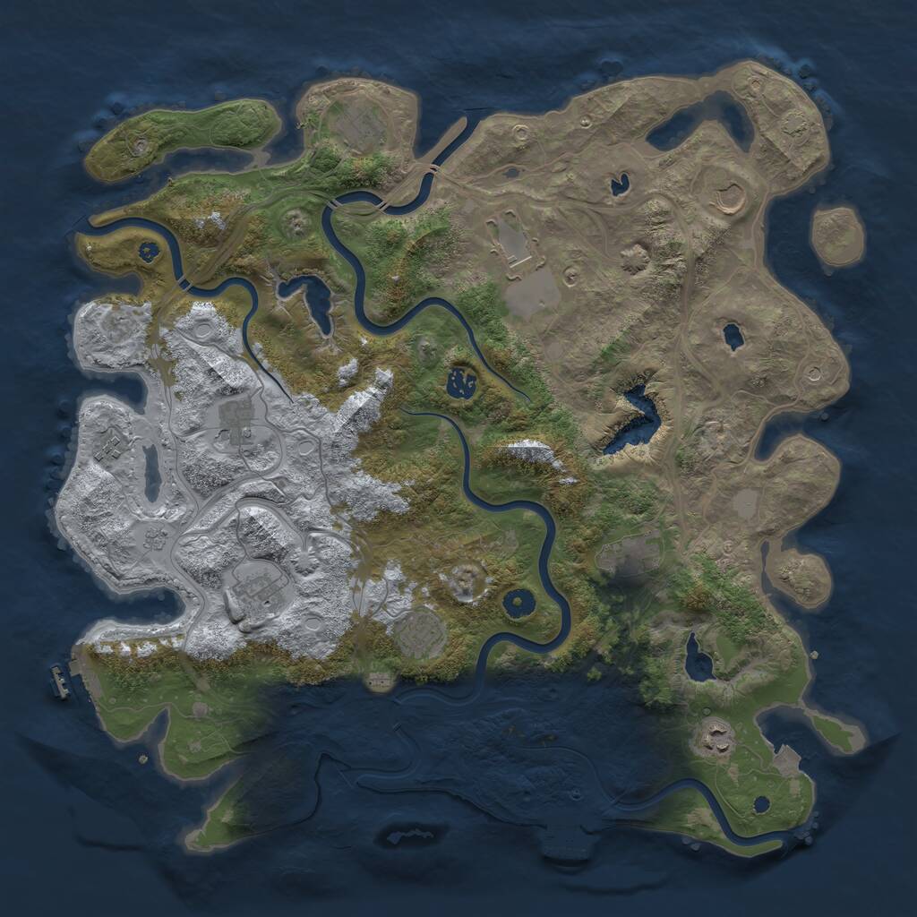 Rust Map: Procedural Map, Size: 4500, Seed: 756432, 16 Monuments