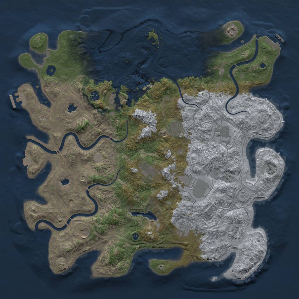 Rust Map: Procedural Map, Size: 4500, Seed: 756431, 17 Monuments