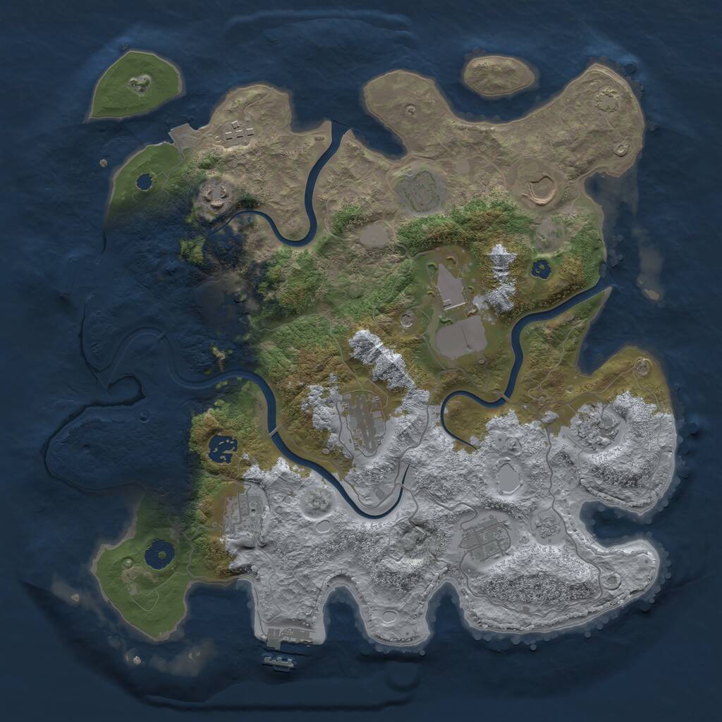Rust Map: Procedural Map, Size: 3750, Seed: 55643563, 17 Monuments