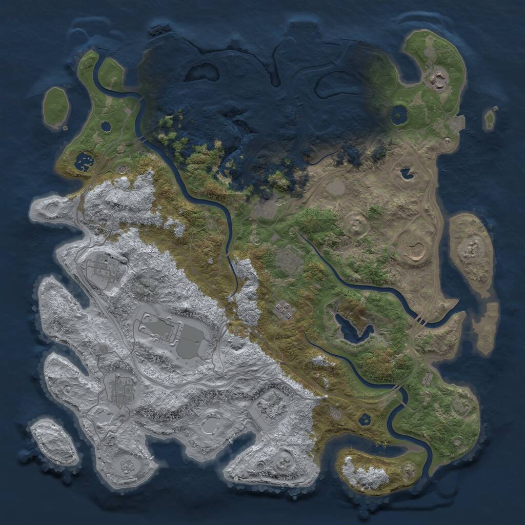 Rust Map: Procedural Map, Size: 4300, Seed: 1996134441, 16 Monuments