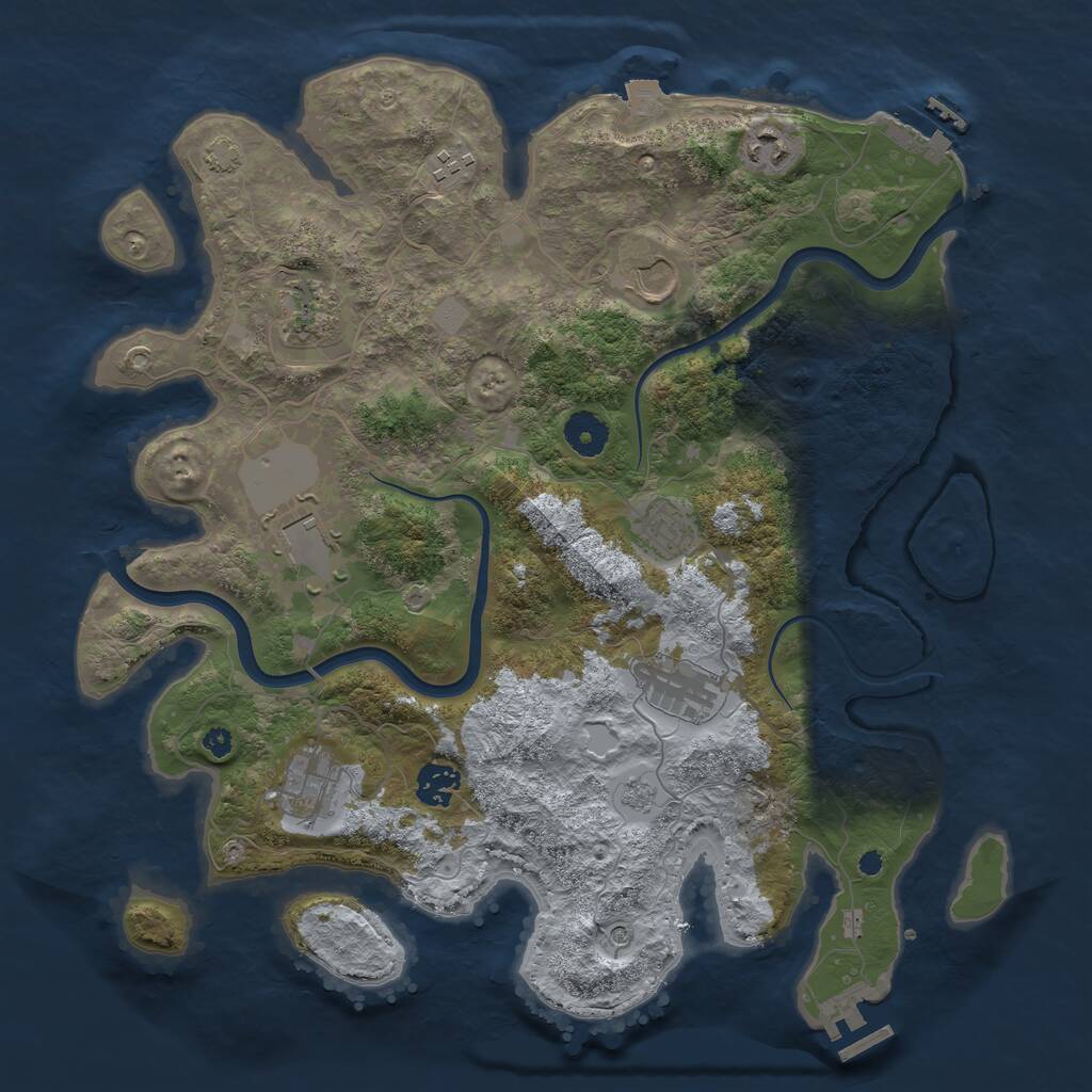 Rust Map: Procedural Map, Size: 3750, Seed: 3458388, 15 Monuments