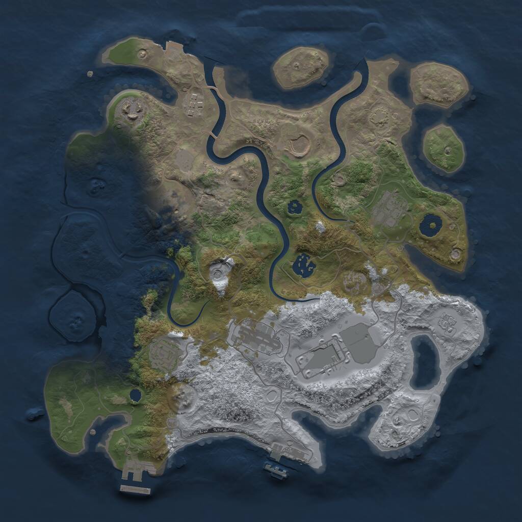 Rust Map: Procedural Map, Size: 3500, Seed: 817302389, 15 Monuments