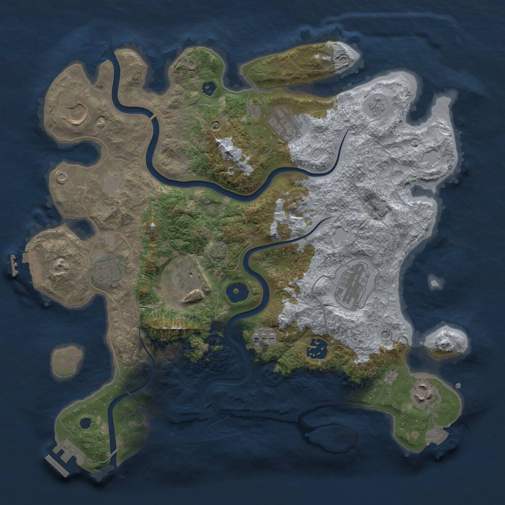 Rust Map: Procedural Map, Size: 3600, Seed: 663279564, 14 Monuments