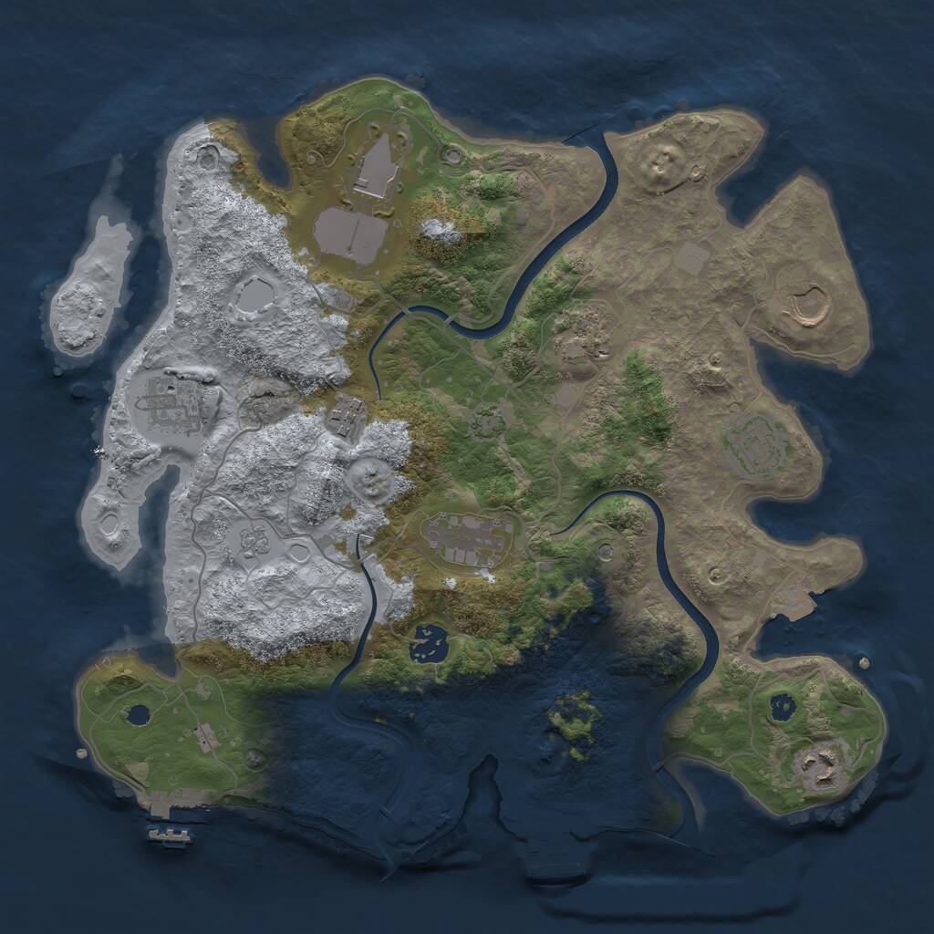 Rust Map: Procedural Map, Size: 3500, Seed: 2133538053, 15 Monuments