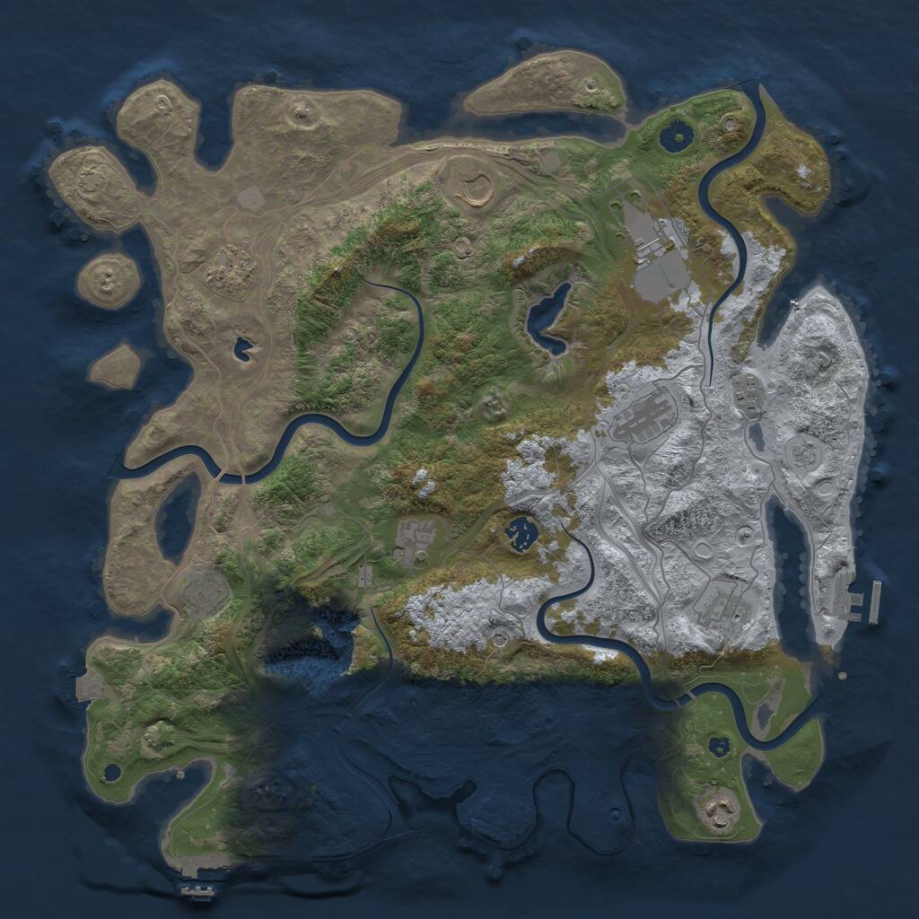 Rust Map: Procedural Map, Size: 4300, Seed: 607105822, 16 Monuments