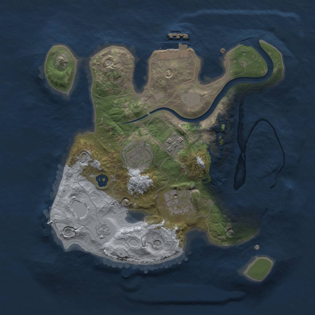 Rust Map: Procedural Map, Size: 2500, Seed: 5011032, 8 Monuments