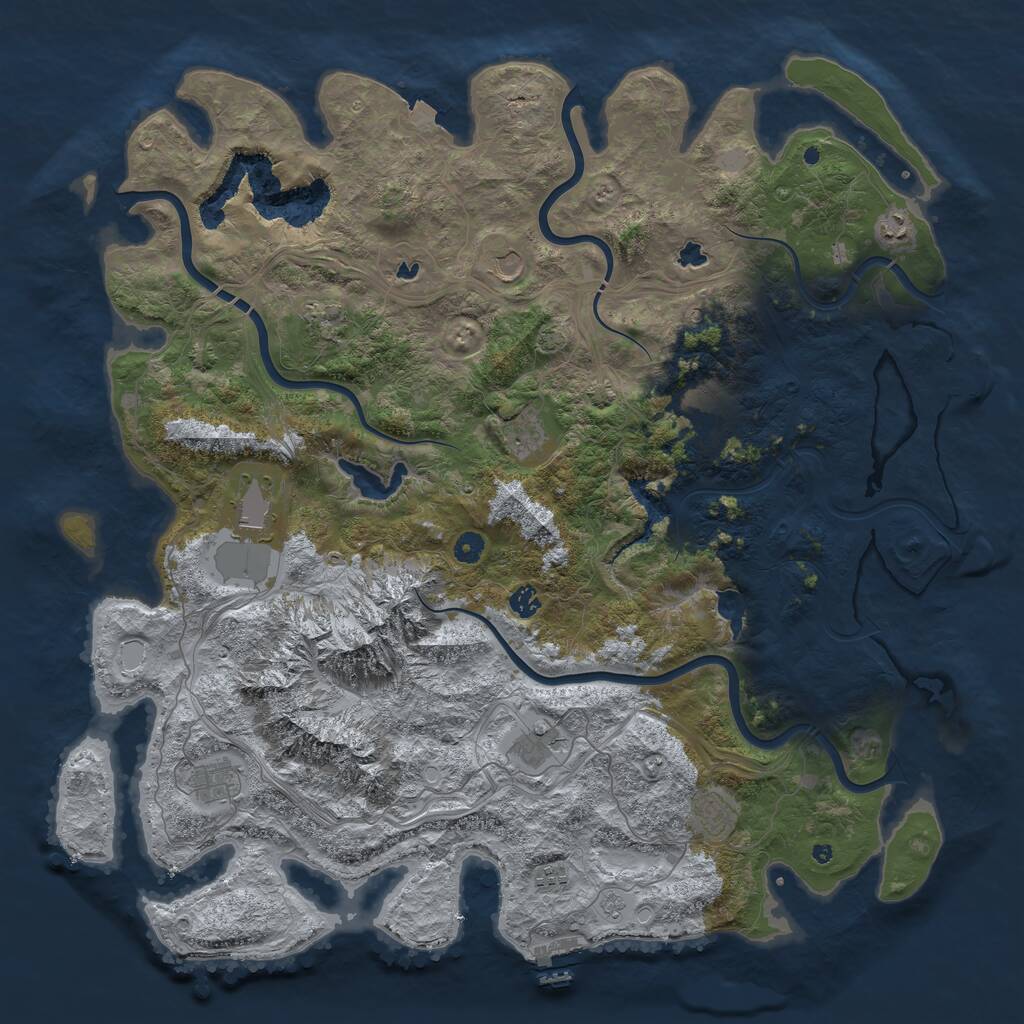 Rust Map: Procedural Map, Size: 5000, Seed: 881608634, 17 Monuments