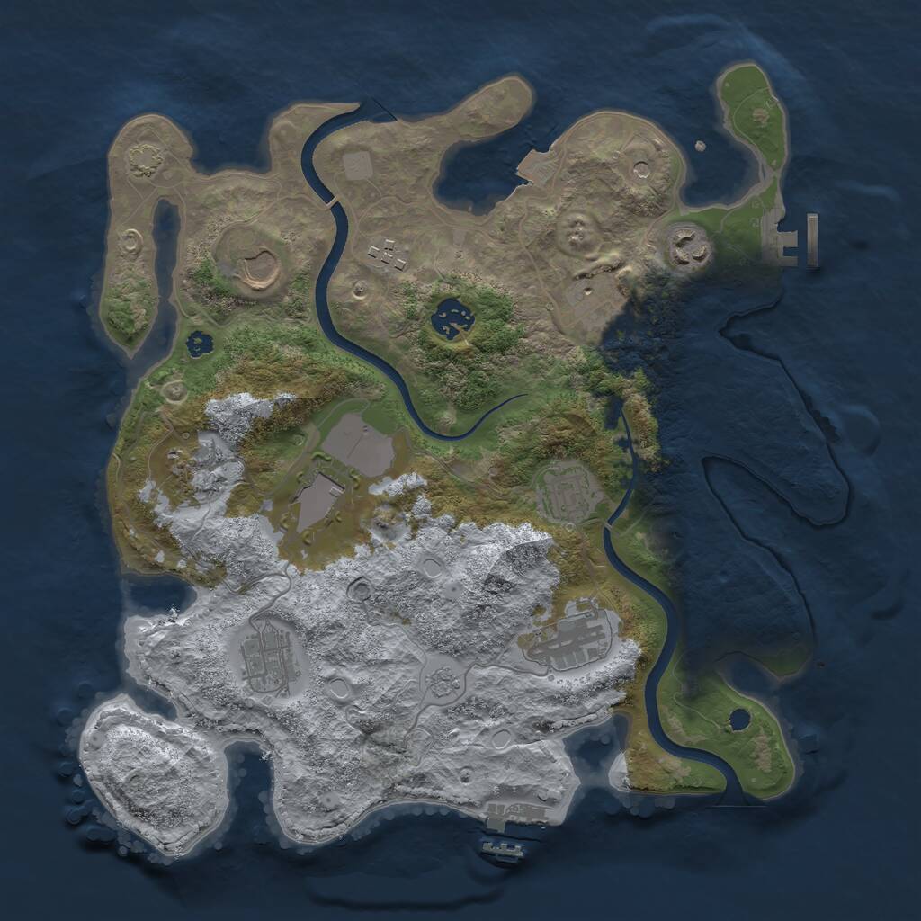 Rust Map: Procedural Map, Size: 3500, Seed: 2039078810, 16 Monuments