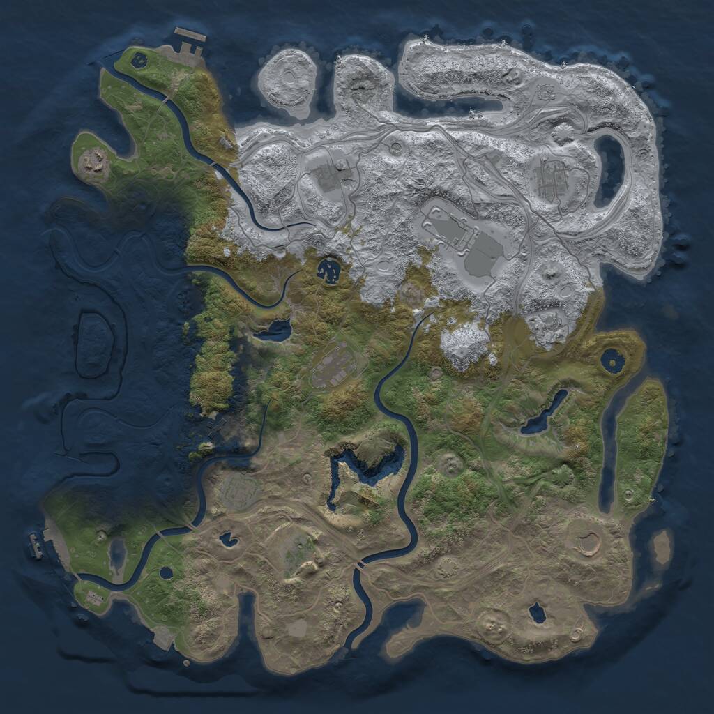 Rust Map: Procedural Map, Size: 4500, Seed: 1373481359, 17 Monuments