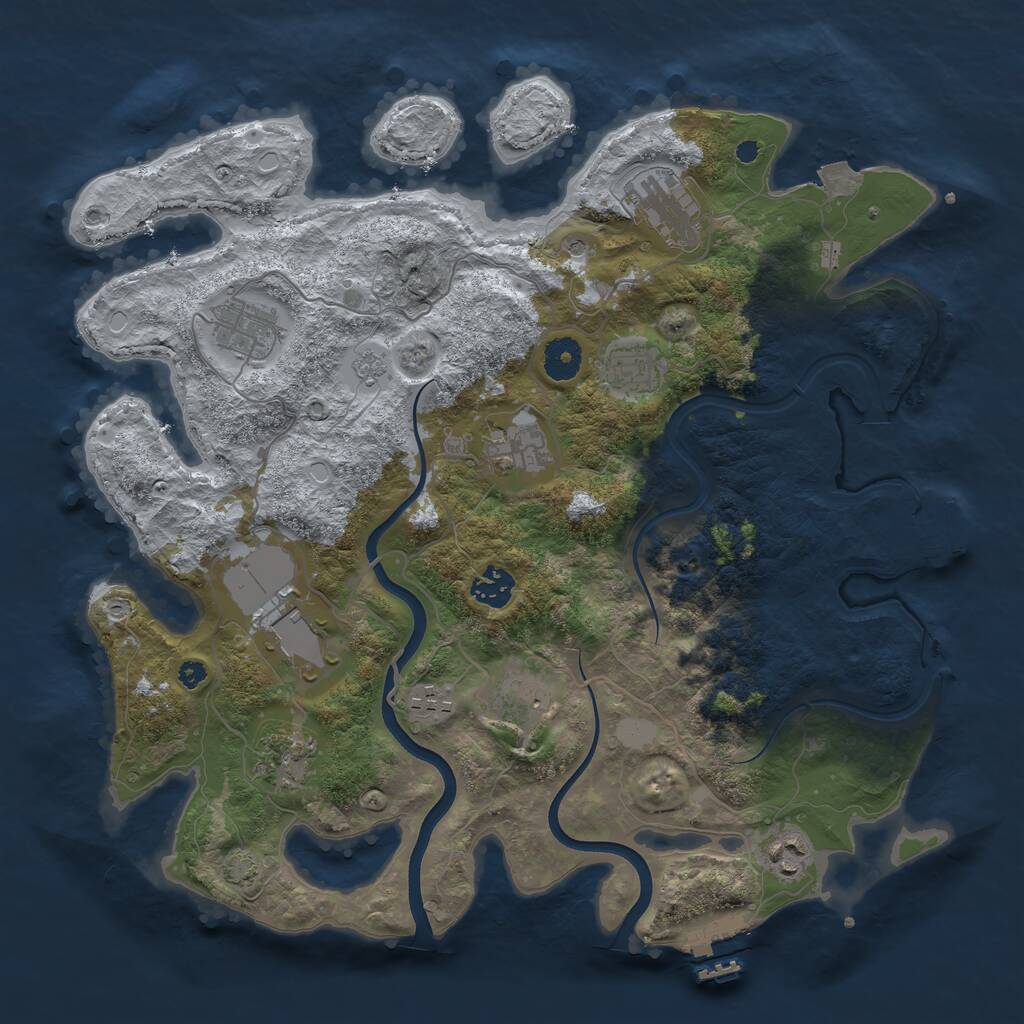 Rust Map: Procedural Map, Size: 3750, Seed: 741250274, 16 Monuments