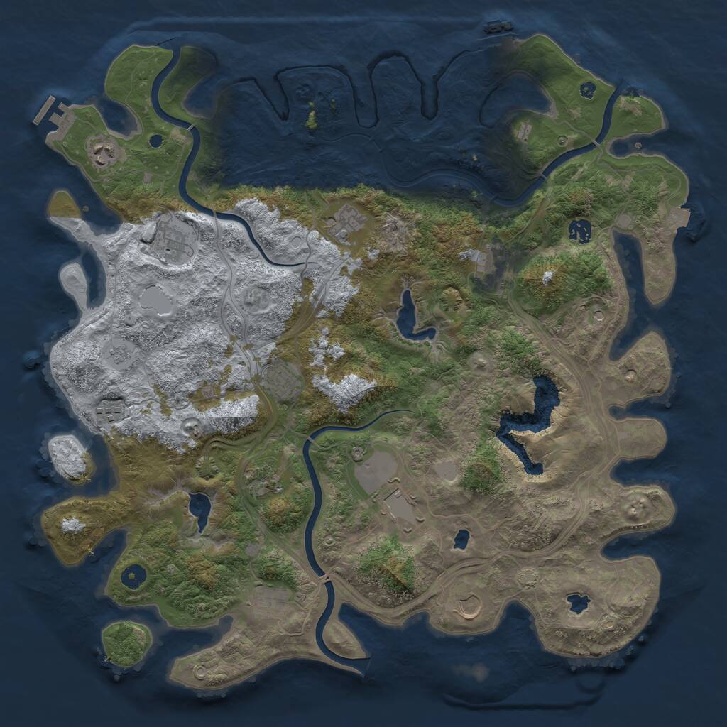 Rust Map: Procedural Map, Size: 4500, Seed: 606841020, 17 Monuments