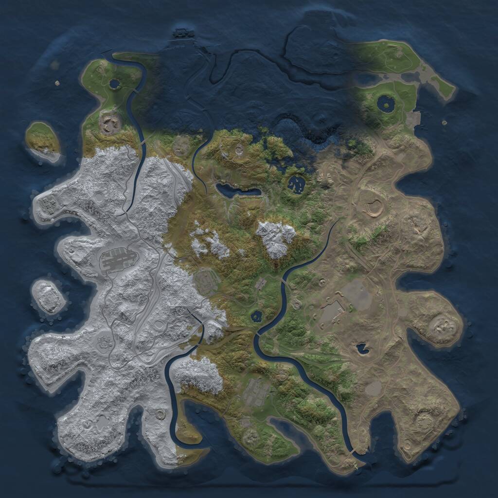 Rust Map: Procedural Map, Size: 4250, Seed: 535665, 14 Monuments
