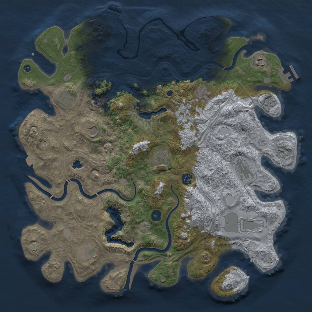 Rust Map: Procedural Map, Size: 4250, Seed: 116666107, 16 Monuments