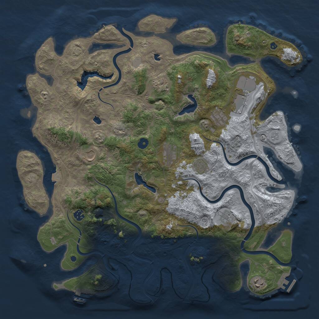 Rust Map: Procedural Map, Size: 4500, Seed: 2083180741, 16 Monuments