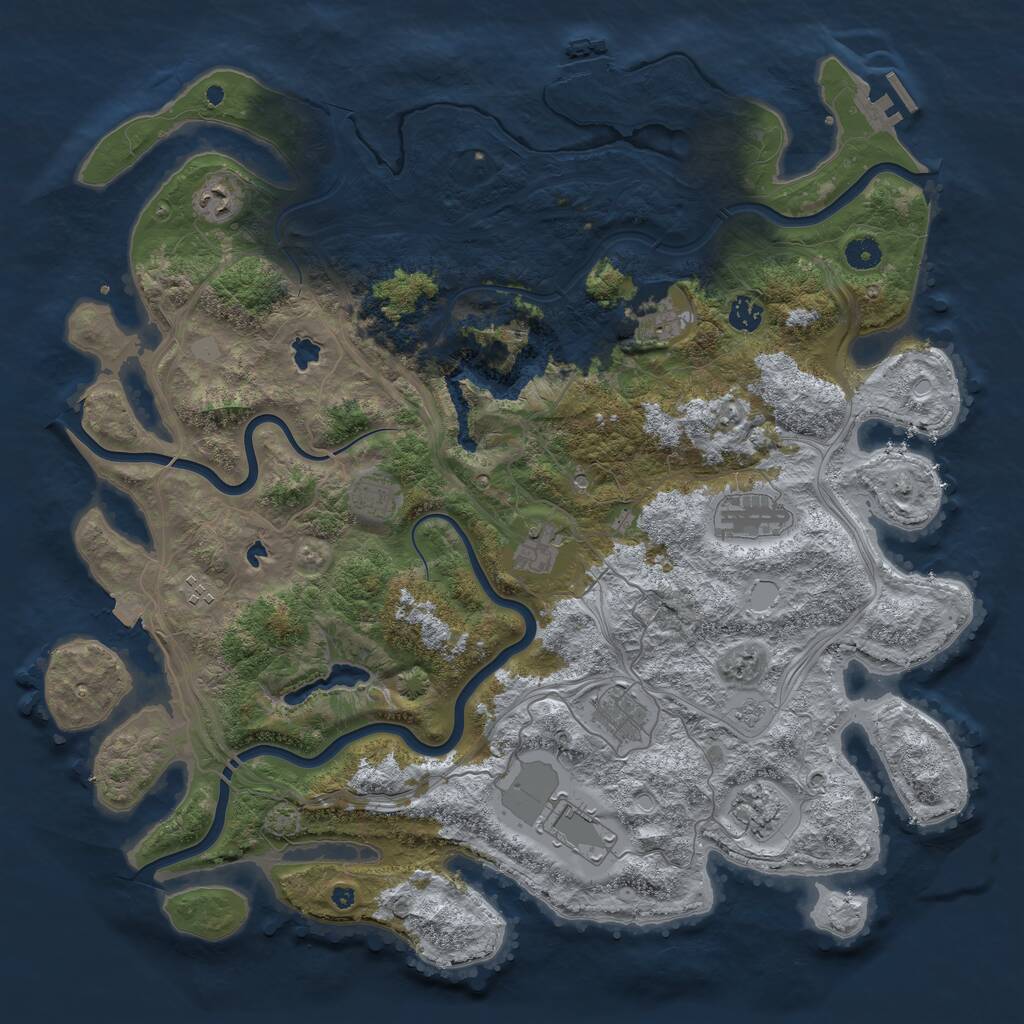 Rust Map: Procedural Map, Size: 4500, Seed: 2097316525, 16 Monuments