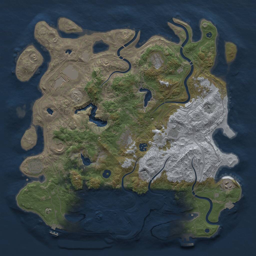 Rust Map: Procedural Map, Size: 4500, Seed: 3421, 16 Monuments