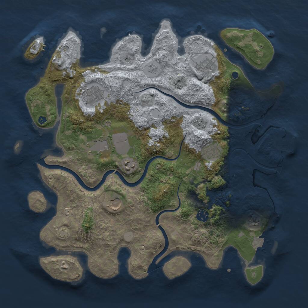 Rust Map: Procedural Map, Size: 3750, Seed: 1471486913, 13 Monuments