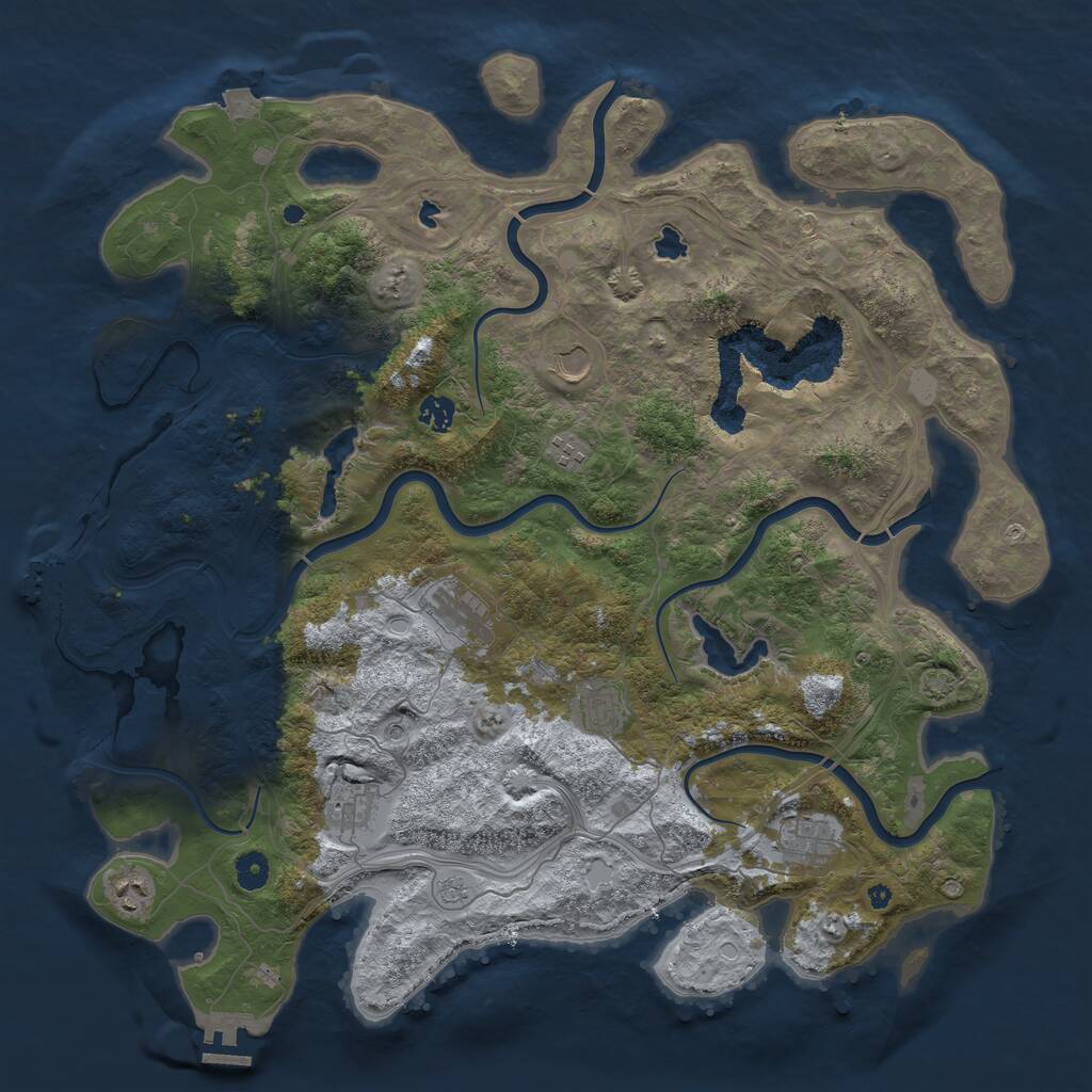 Rust Map: Procedural Map, Size: 4500, Seed: 14374156, 14 Monuments