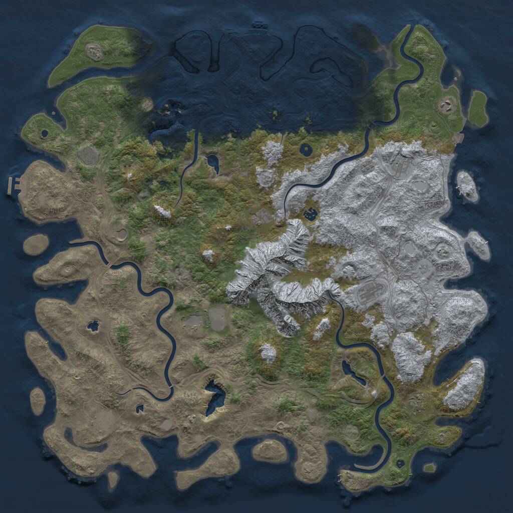 Rust Map: Procedural Map, Size: 6000, Seed: 285951, 17 Monuments
