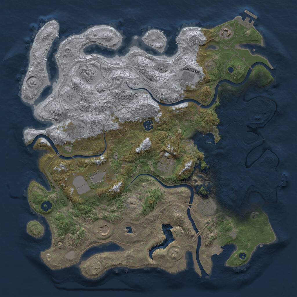Rust Map: Procedural Map, Size: 4250, Seed: 2030693229, 16 Monuments