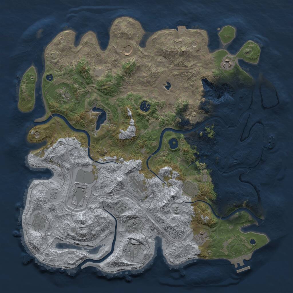 Rust Map: Procedural Map, Size: 4250, Seed: 821585569, 17 Monuments