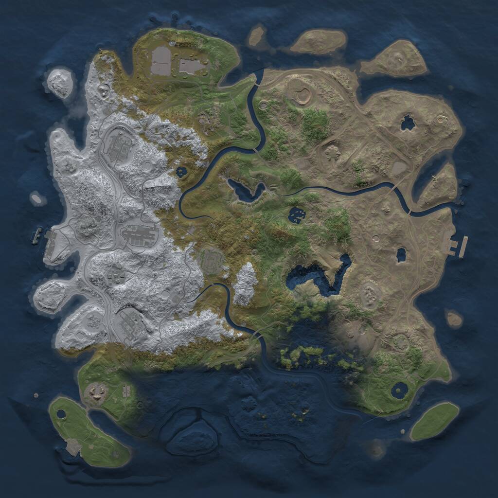 Rust Map: Procedural Map, Size: 4500, Seed: 351772513, 17 Monuments