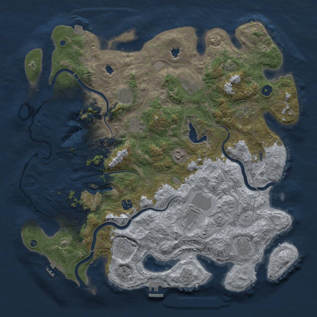 Rust Map: Procedural Map, Size: 4500, Seed: 1898191653, 16 Monuments
