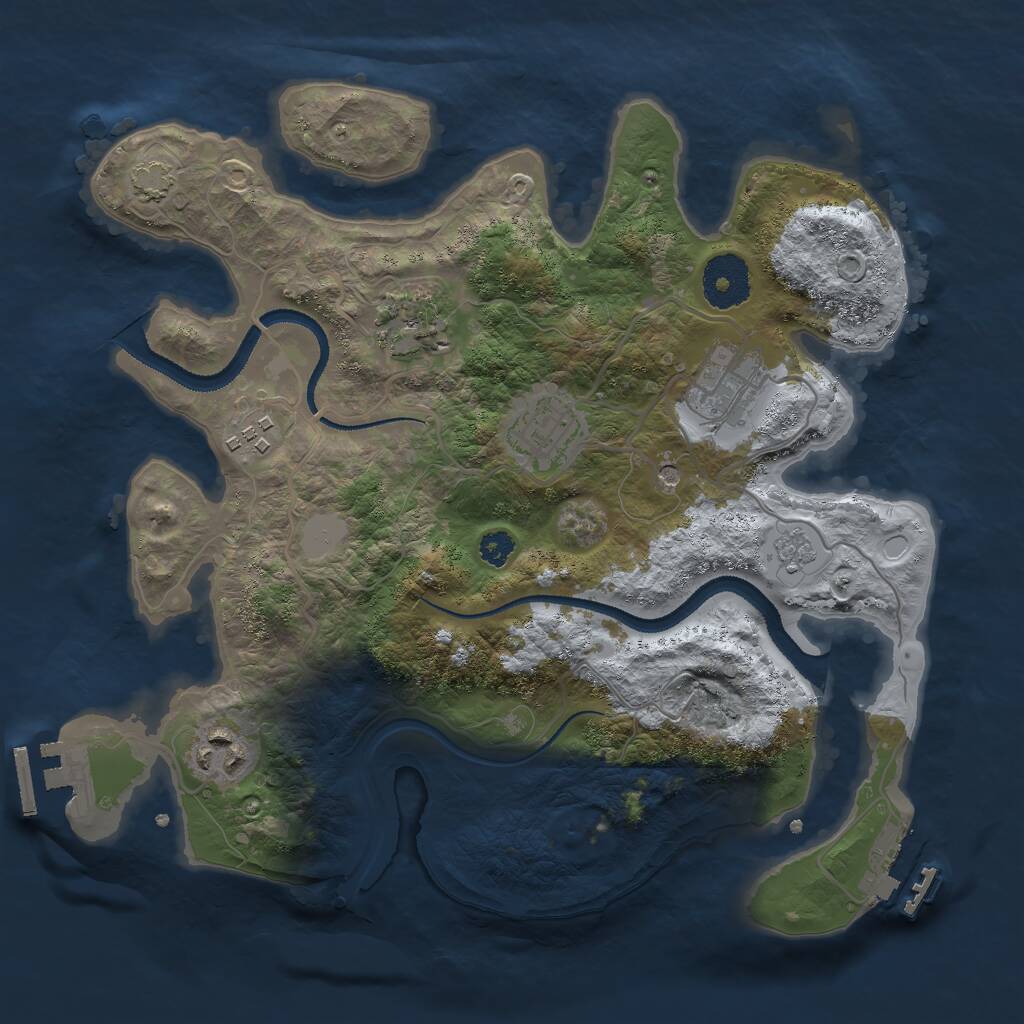 Rust Map: Procedural Map, Size: 3000, Seed: 250388, 11 Monuments
