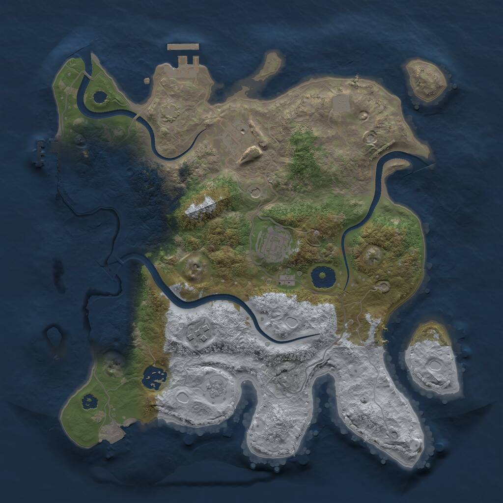 Rust Map: Procedural Map, Size: 3200, Seed: 48099, 10 Monuments