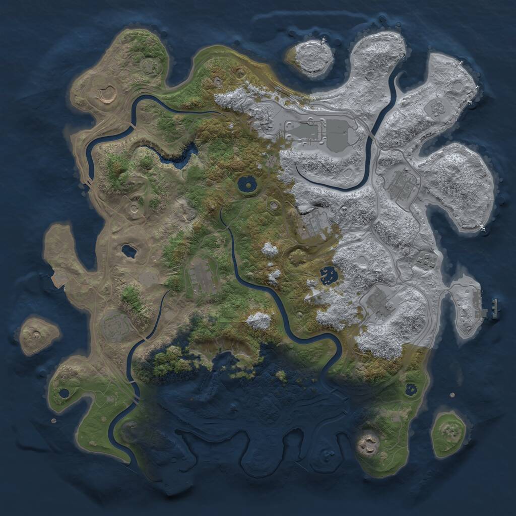 Rust Map: Procedural Map, Size: 4250, Seed: 1674397442, 17 Monuments
