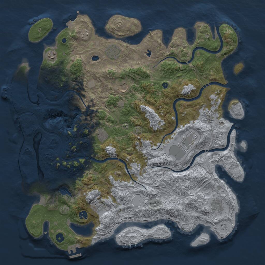 Rust Map: Procedural Map, Size: 4500, Seed: 529633733, 16 Monuments