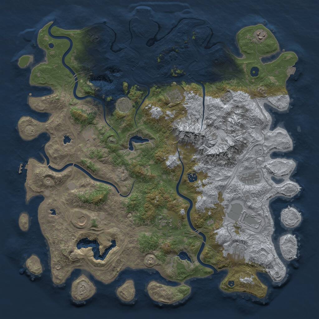 Rust Map: Procedural Map, Size: 5000, Seed: 1997160097, 17 Monuments