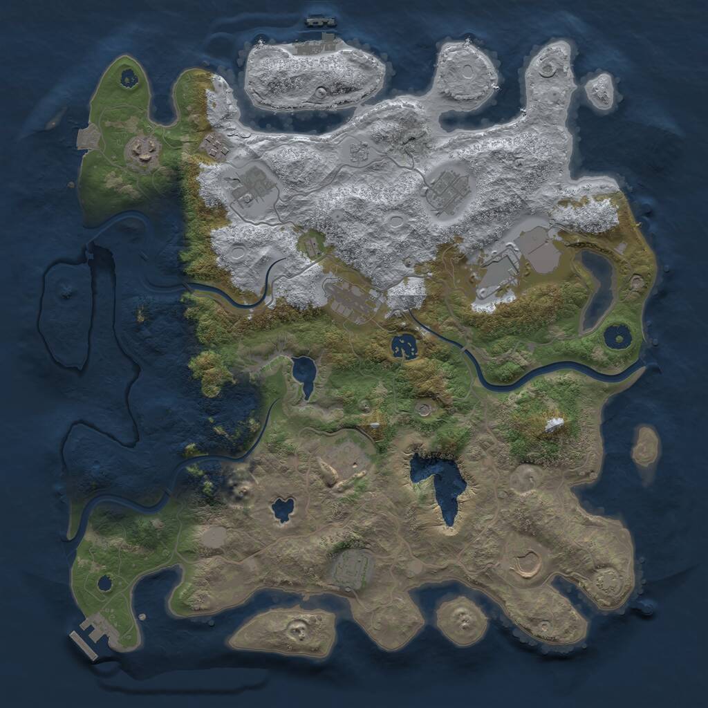 Rust Map: Procedural Map, Size: 4000, Seed: 47908974, 16 Monuments