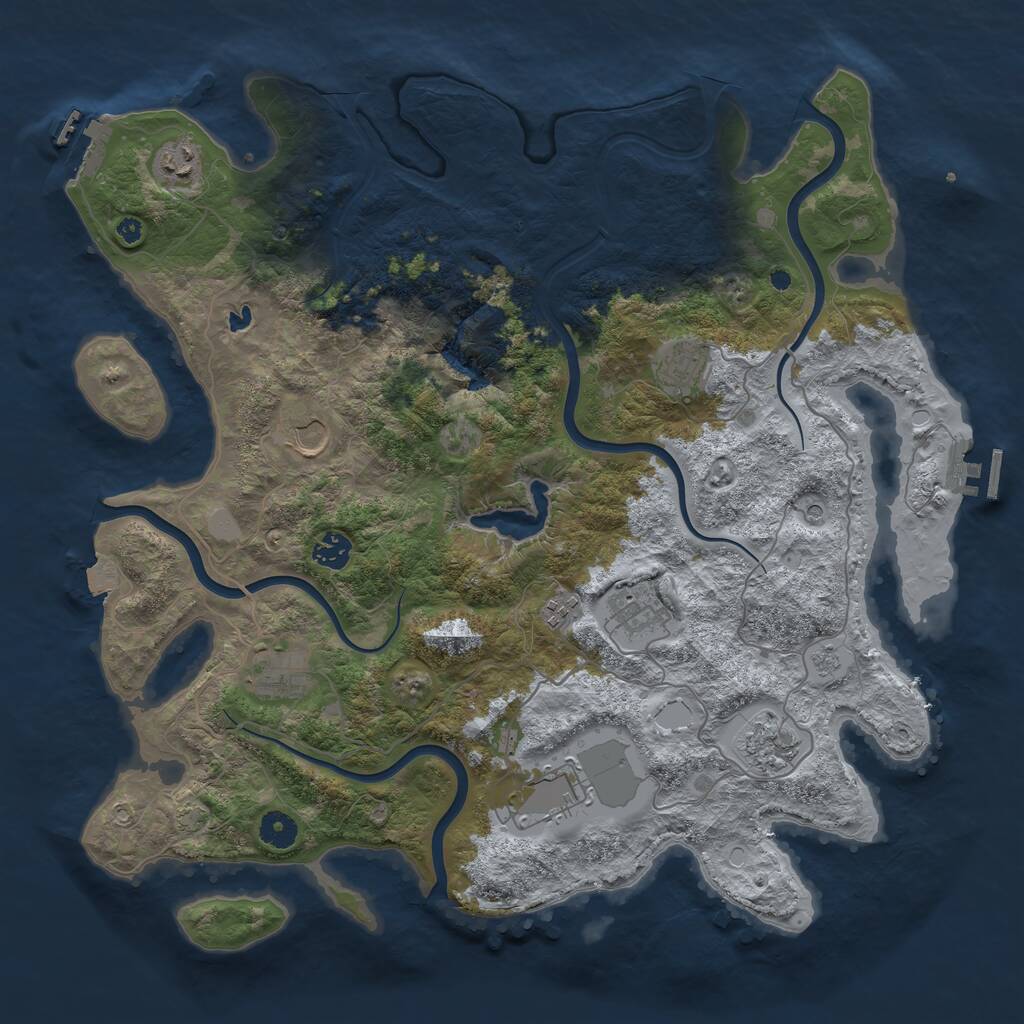 Rust Map: Procedural Map, Size: 4150, Seed: 1401025811, 15 Monuments