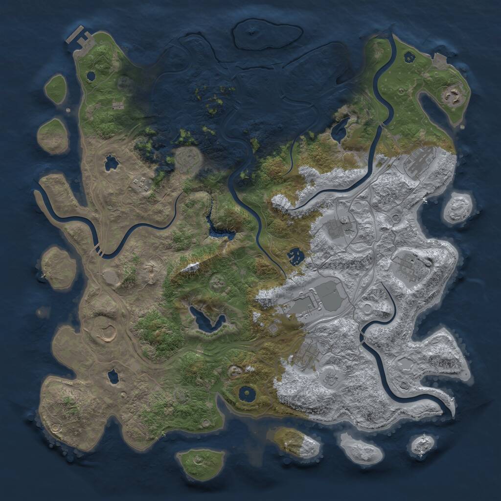 Rust Map: Procedural Map, Size: 4500, Seed: 852841301, 15 Monuments