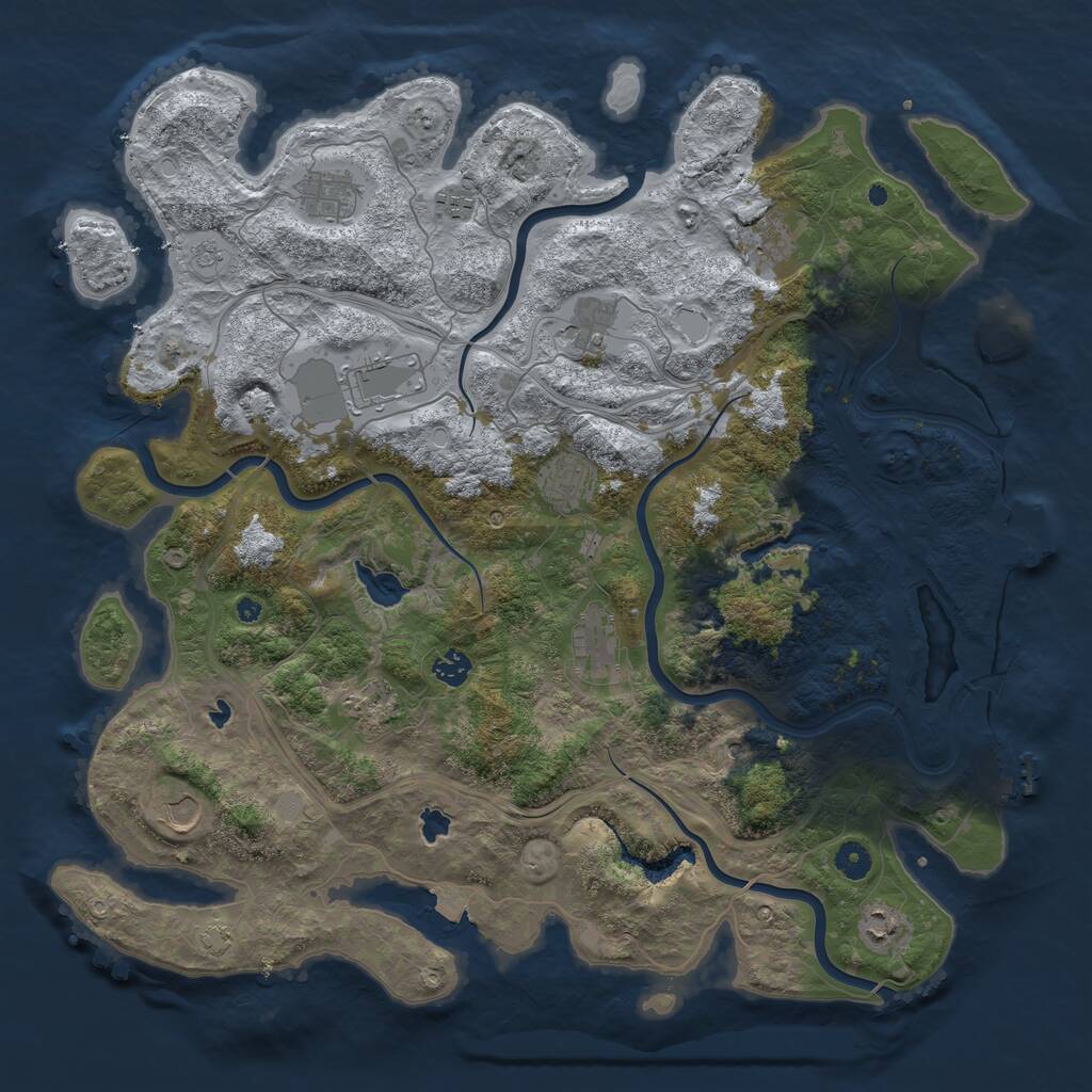 Rust Map: Procedural Map, Size: 4500, Seed: 1293949872, 17 Monuments