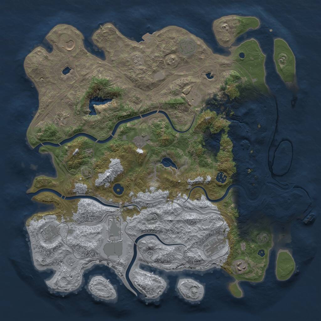 Rust Map: Procedural Map, Size: 4500, Seed: 530802741, 16 Monuments