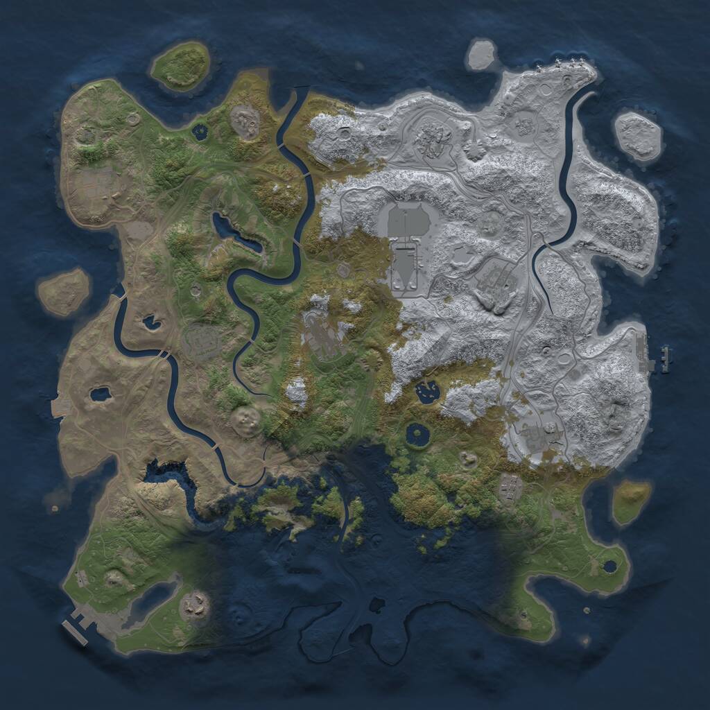 Rust Map: Procedural Map, Size: 4500, Seed: 51175327, 16 Monuments