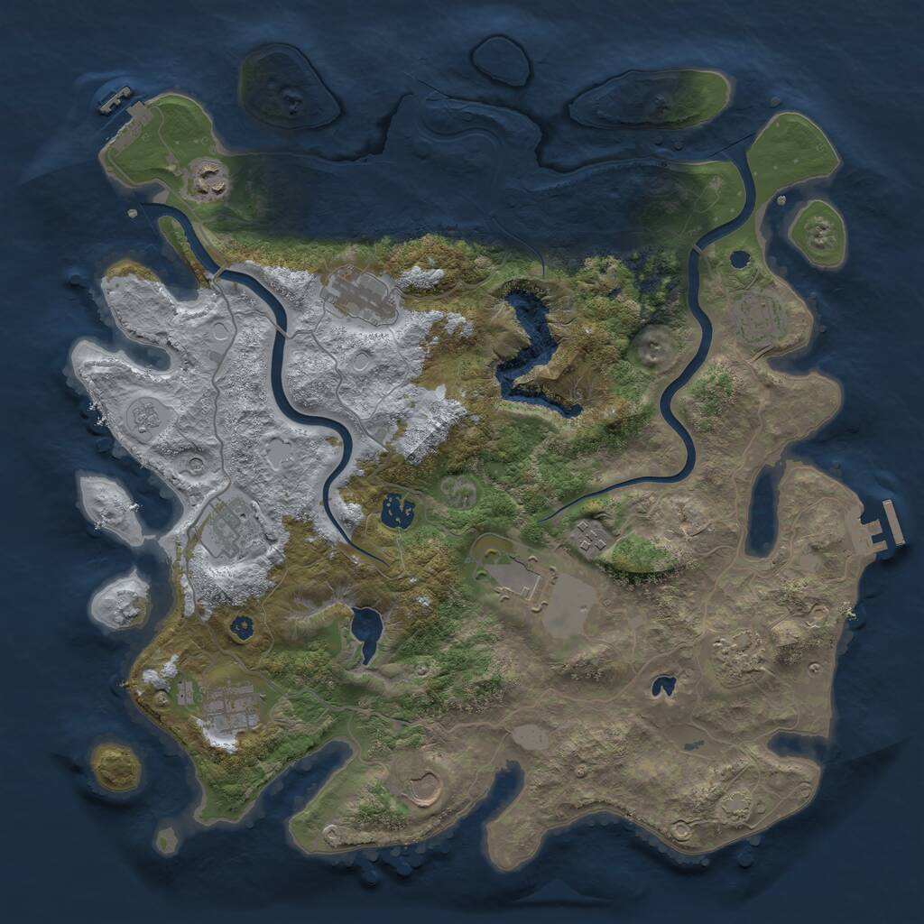 Rust Map: Procedural Map, Size: 4000, Seed: 1904073860, 16 Monuments