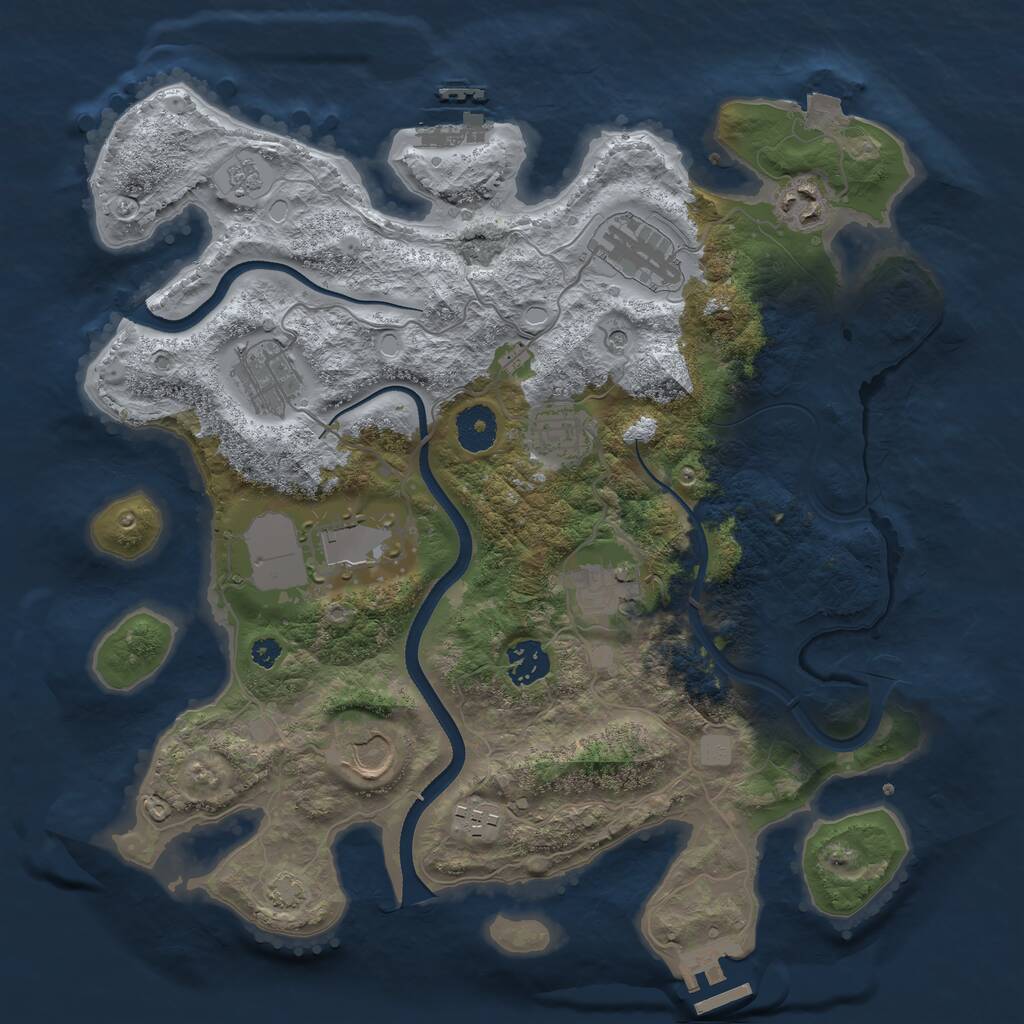 Rust Map: Procedural Map, Size: 3500, Seed: 5327, 15 Monuments